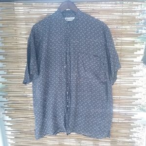 Stock Options M Mens Silk Vintage Orange Tan Black Shirt